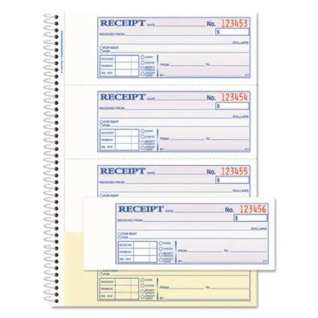 Adams - ABF-SC1182 - Tops Money/rent Receipt Book, Two-part Carbon, 7 X 2.75, 4 Forms/sheet, 200 Forms Total