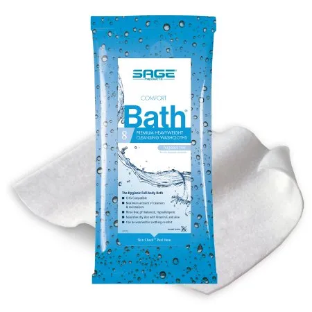 Sage - 7903 - Fragrance-Free Comfort Bath Cleansing Washcloths, 8 Ct