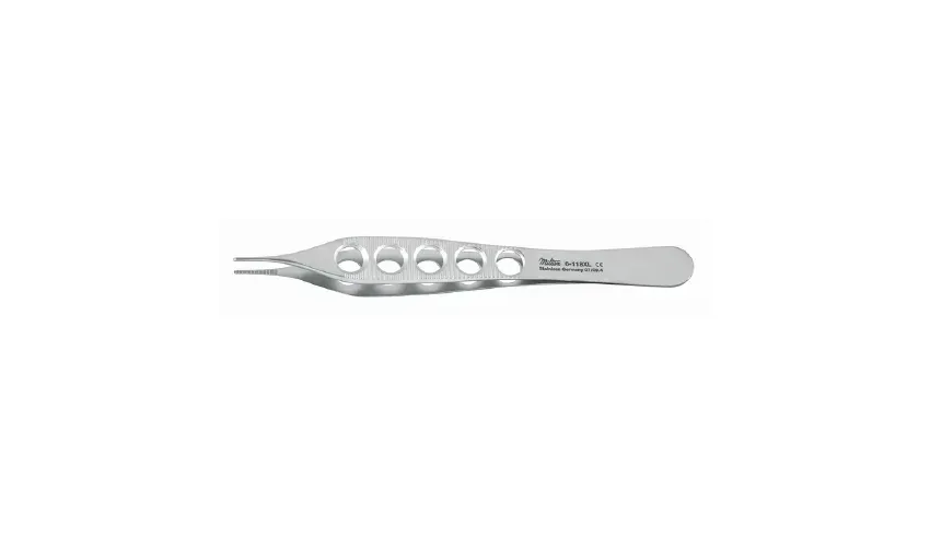 Integra Lifesciences - Miltex - 6-118XL - Dressing Forceps Miltex Adson 4-3/4 Inch Length Or Grade German Stainless Steel Nonsterile Nonlocking Fenestrated Thumb Handle Straight Delicate Tips