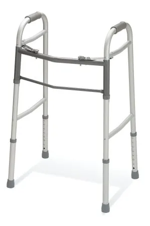 Medline - Standard - MDS864104 - Dual Release Folding Walker Adjustable Height Standard Aluminum Frame 300 lbs. Weight Capacity 32 to 39 Inch Height