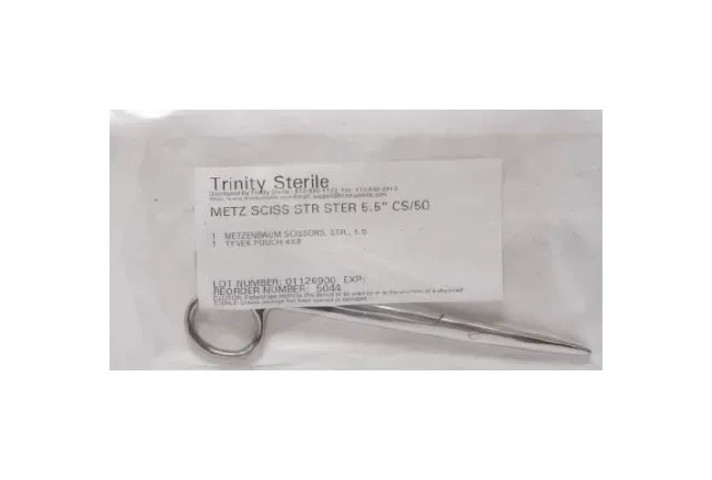 Trinity Sterile - 5044 - Dissecting Scissors Metzenbaum 5-1/2 Inch Length Floor Grade Stainless Steel Sterile Finger Ring Handle Straight Blunt Tip / Blunt Tip