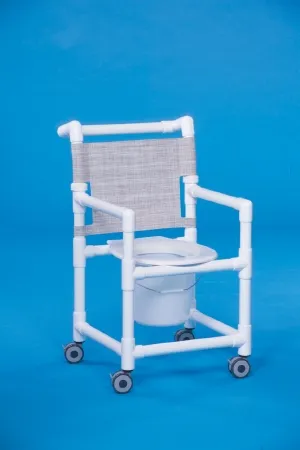 IPU - SCC9250 - Commode / Shower Chair ipu Fixed Arms PVC Frame Mesh Backrest 18 Inch Seat Width 300 lbs. Weight Capacity