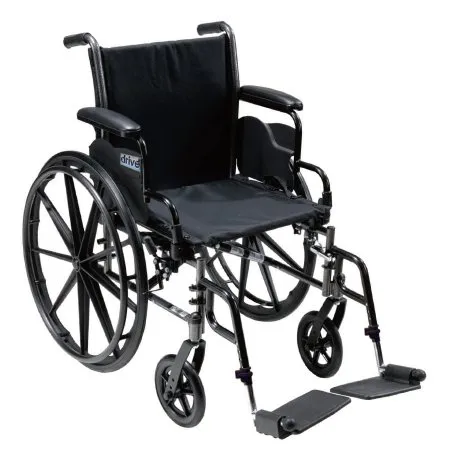 Drive Devilbiss Healthcare - drive Cruiser III - From: K316DFA-SF To: K318DFA-SF - Drive Medical  Lightweight Wheelchair  Dual Axle Full Length Arm Swing Away Footrest Black Upholstery 18 Inch Seat Width Adult 300 lbs. Weight Capacity