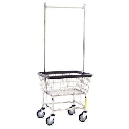 R & B Wire Products - 100CEC58C - Heavy Duty Laundry Cart With Double Pole Rack Steel Tubing 5 Inch Clean Wheel System Casters