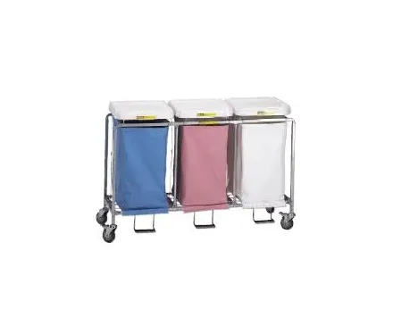 R & B Wire Products - 676WBM - Triple Hamper With Bags 4 Casters 30 To 35 Gal.