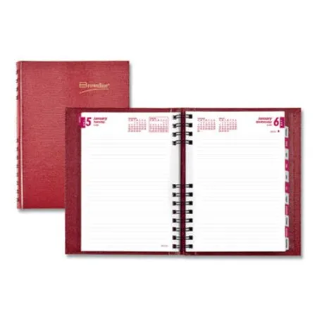Brownline - RED-CB389CRED - Coilpro Ruled Daily Planner, 8.25 X 5.75, Red Cover, 12-month (jan To Dec): 2024
