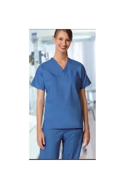 Fashion Seal Uniforms - 6785-XL - Scrub Shirt X-large Navy Blue 1 Pocket Short Set-in Sleeve Unisex