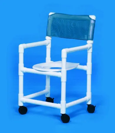 IPU - Standard - VLSC17PBLU - Commode / Shower Chair Standard Fixed Arms PVC Frame Mesh Backrest 17-1/4 Inch Seat Width 300 lbs. Weight Capacity