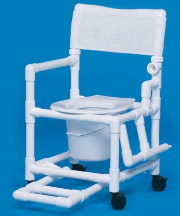 IPU - Standard - VLSC17PFRLDA - Commode / Shower Chair Standard Drop Arm - Left PVC Frame Mesh Backrest 17-1/4 Inch Seat Width 300 lbs. Weight Capacity