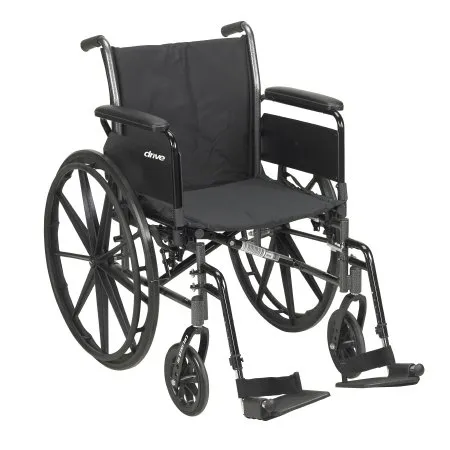 Drive Medical - drive Cruiser III - K318DFA-ELR - Lightweight Wheelchair drive Cruiser III Dual Axle Full Length Arm Elevating Legrest Black Upholstery 18 Inch Seat Width Adult 300 lbs. Weight Capacity