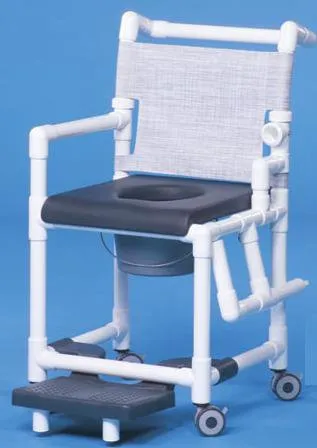 IPU - SCC767G - Commode / Shower Chair ipu Drop Arm - Left PVC Frame Mesh Backrest 17-1/4 Inch Seat Width 300 lbs. Weight Capacity