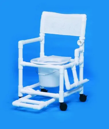 IPU - Standard - VL SC17 P FRLDA - Commode / Shower Chair Standard Drop Arm - Left PVC Frame Mesh Backrest 17-1/4 Inch Seat Width 300 lbs. Weight Capacity