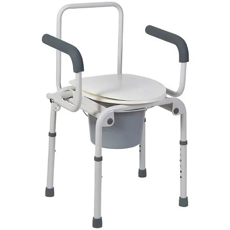 Mabis Healthcare - Mabis - 520-1213-1900 - Commode Chair Mabis Drop Arms Steel Frame Back Bar 14 Inch Seat Width 250 lbs. Weight Capacity