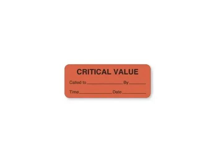 United Ad Label - UAL - ULCL237 - Pre-printed Label Ual Advisory Label Fluorescent Red Paper Critical Value Called To By Time Date Black Safety And Instructional 7/8 X 2-1/4 Inch