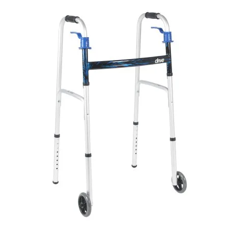Drive Medical - drive - 10226-1 - Dual Release Folding Walker Adjustable Height drive Aluminum Frame 350 lbs. Weight Capacity 32 to 39 Inch Height