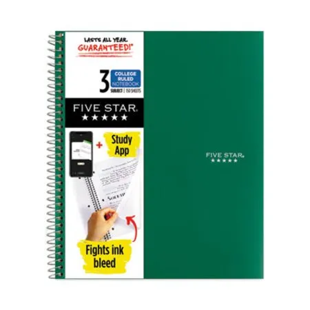 Five Star - MEA-06210 - Wirebound Notebook With Four Pockets, 3-subject, Medium/college Rule, Randomly Assorted Cover Color, (150) 11 X 8.5 Sheets