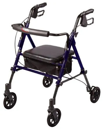 Apex-Carex Healthcare - Step  N Rest - FGA22300 0000 - 4 Wheel Rollator Step n Rest Dark Blue Adjustable Height / Folding Aluminum Frame