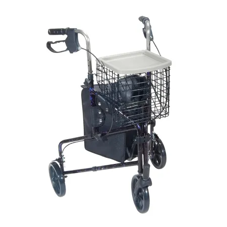 Drive Medical - From: 10289BL To: 10289RD  drive Deluxe3 Wheel Rollator drive Deluxe Flame Blue Adjustable Height / Folding Aluminum Frame