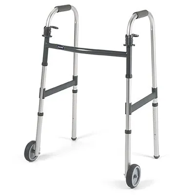 Invacare - From: 6291-JR3F To: 6291-JR5F - IClass Dual Release Folding Walker Adjustable Height IClass Aluminum Frame 300 lbs. Weight Capacity 27 to 33 Inch Height