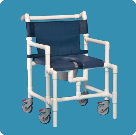 IPU - SCC750OSNBLUE - Commode / Shower Chair ipu Fixed Arms PVC Frame Mesh Backrest 28 Inch Seat Width 450 lbs. Weight Capacity