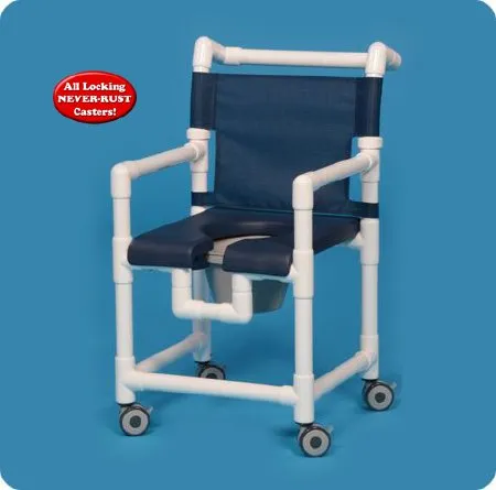 IPU - SC717PN - Commode / Shower Chair ipu Fixed Arms PVC Frame Mesh Backrest 300 lbs. Weight Capacity