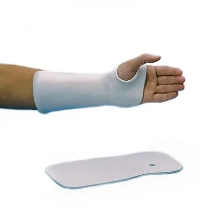 Patterson Medical Supply - Rolyan Polyflex II - A159220 - Precut Splinting Material With Thumb Hole Rolyan Polyflex Ii Solid / Wrist Cock-up 1/8 Inch Thick / 3-1/2 To 4-1/4 Inch Mcp Width Thermoplastic White