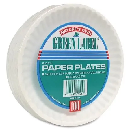 Lagasse - AJMPP6GREWH - AJM Packaging Corporation Plate AJM Packaging Corporation White Single Use Paper 6 Inch Diameter
