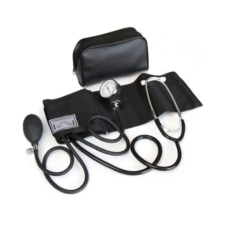 Mabis Healthcare - HealthSmart - 04-176-021 - Reusable Aneroid / Stethoscope Set HealthSmart 25 to 36 cm Adult Cuff Single Head General Exam Stethoscope Pocket Aneroid
