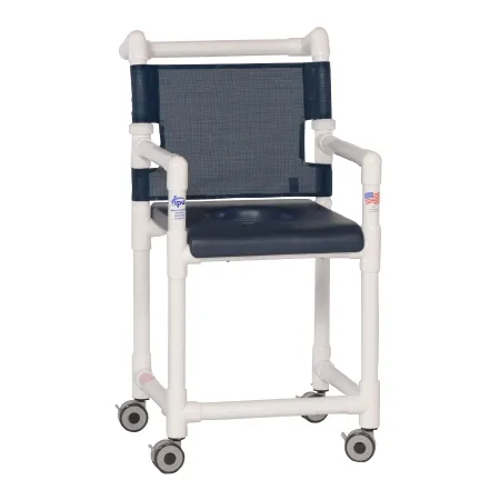IPU - SC721N - Shower Chair ipu Fixed Arms PVC Frame Mesh Backrest 21 Inch Seat Width 300 lbs. Weight Capacity