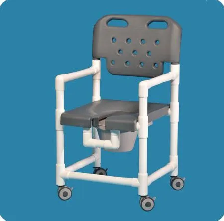 IPU - Elite - ELT817PG - Commode / Shower Chair Elite Fixed Arms PVC Frame With Backrest 325 lbs. Weight Capacity