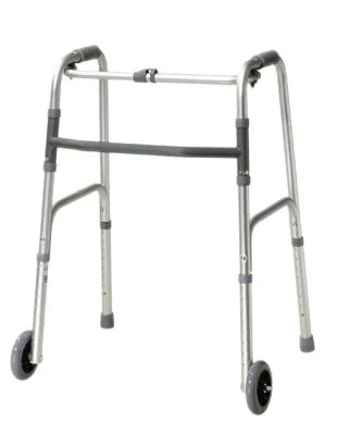 Fabrication Enterprises - 43-2120-4 - Folding Walker Adjustable Height Aluminum Frame 350 lbs. Weight Capacity 32 to 39 Inch Height