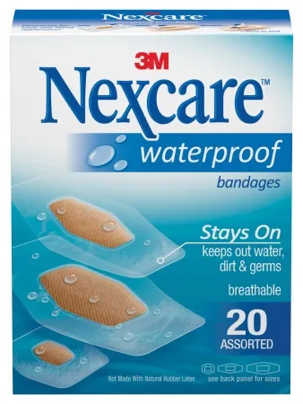3M - 588-20PB - Nexcare Water Adhesive Strip Nexcare Water Assorted Sizes Film Rectangle Clear Sterile