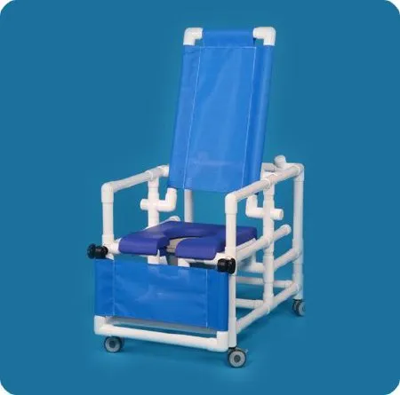IPU - SCC260RCB - Commode / Shower Chair ipu Fixed Arms PVC Frame Reclining Backrest 24 Inch Seat Width 300 lbs. Weight Capacity