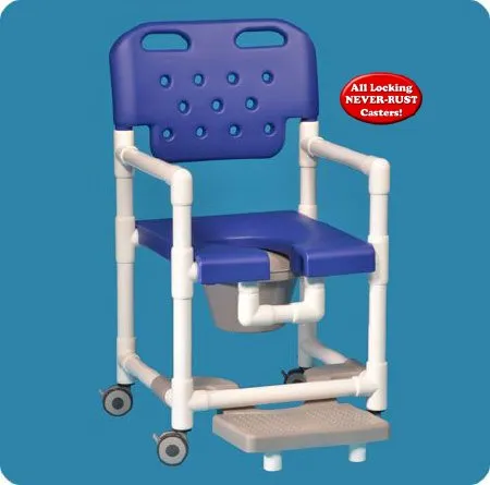 IPU - Elite - ELT817PFRG - Commode / Shower Chair Elite Fixed Arms PVC Frame With Backrest 325 lbs. Weight Capacity