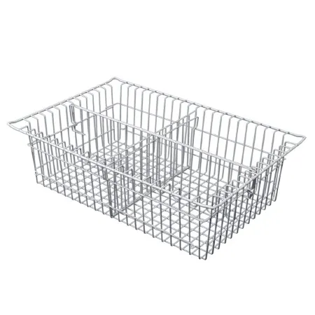 Harloff - 81071-3 - Wire Basket With Divider Silver Wire 5 Inch