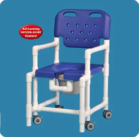 IPU - Elite - ELT817 PATG - Commode / Shower Chair Elite Fixed Arms PVC Frame With Backrest 325 lbs. Weight Capacity