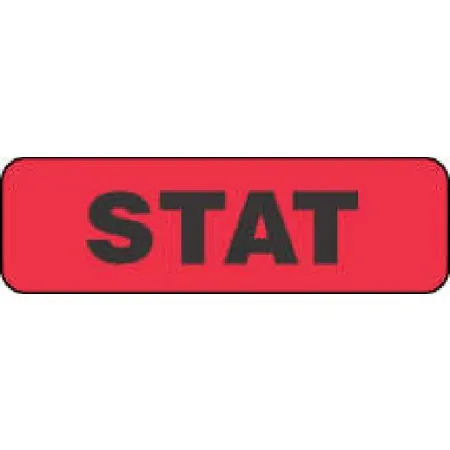 PDC Healthcare - 59702043 - Pre-printed Label Pdc Advisory Label Red Paper Stat Black Alert Label 3/8 X 1-1/4 Inch
