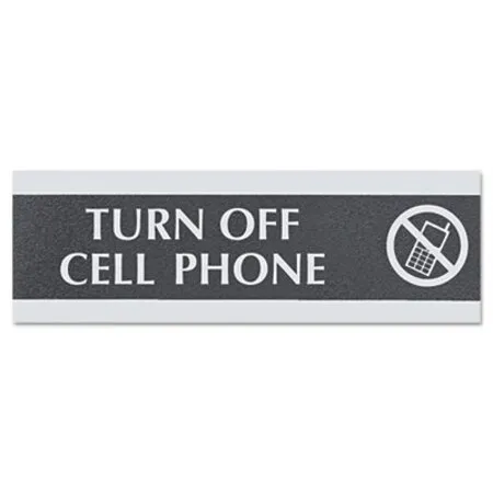 Headline Sign - USS-4759 - Century Series Office Sign,turn Off Cell Phone, 9 X 3