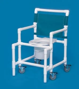 IPU - SCC9250MS - Commode / Shower Chair ipu Fixed Arms PVC Frame Mesh Backrest 375 lbs. Weight Capacity