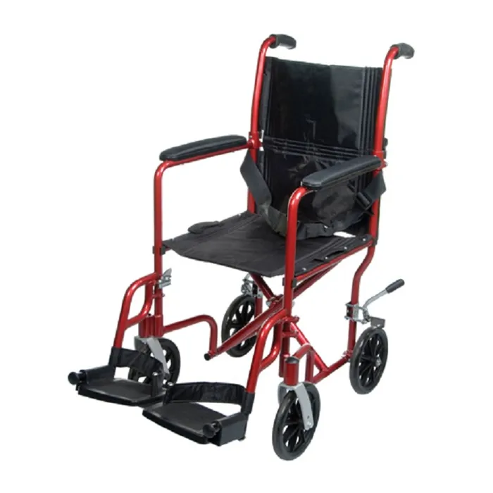 Compass Health Brands - Tca1916bg - Aluminum 19&#34; Transport Wheelchair Burgundy With Footrest.