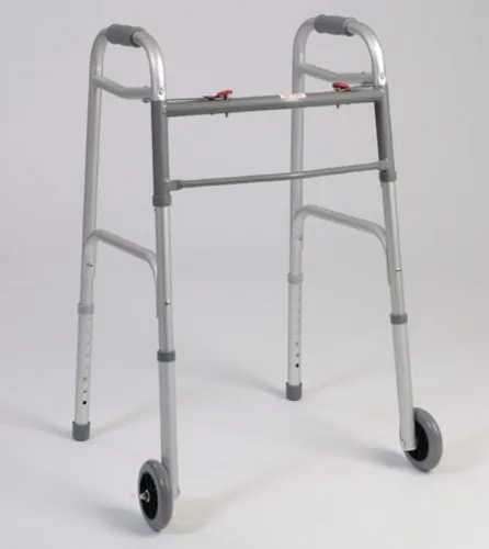 Alex Orthopedics - Medical Walkers - From: P3064-W5 To: P3066-W5 - Dual Button Folding Walker With Wheels