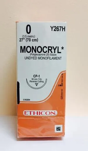 Ethicon - From: Y213H To: Y267H - Suture, Reverse Cutting, Undyed Monofilament, Needle CP 1, Circle