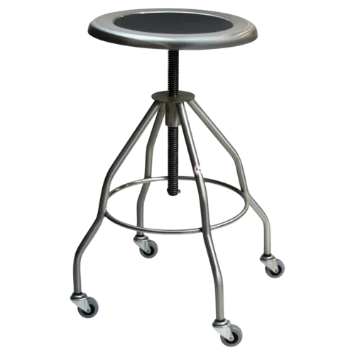 Blickman - 1027745000 - Clifton Revolving Stool, 15" Diameter, Stainless Steel Seat, (4) Leg, Crutch Tips (DROP SHIP ONLY)