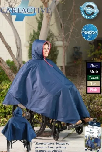 CareActive - 9660-0-BLK - Wheelchair Rain Poncho