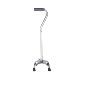 Carex Health Brands - A758C0 - Small Base Offset Quad Cane 37" H x 6" W x 7-3/4" D, 28" to 37" Adjustable Height, Silver, 250 lb Weight