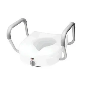 Carex Health Brands - B30400 - E Z Lock Raised Toilet Seat with Armrests 5" H x 15 1/2" W x 17" D, 300 lb Weight, with Locks