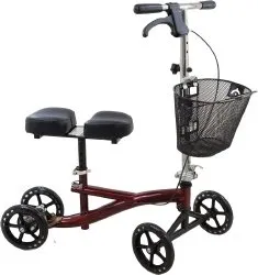 Roscoe - ROS-KSBG - Knee Scooter with 8-Hole Stem, Burgundy. Patient Height Range: 4' 11" to 6' 6". 350 lb weight capacity.