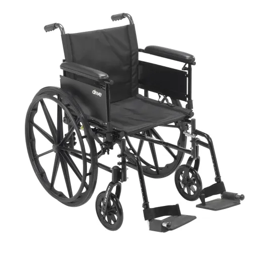 Drive Devilbiss Healthcare - From: 43-3137 To: 43-3145 - Drive Cruiser X4 Lightweight Dual Axle Wheelchair With Adjustable Detachable Arms Full Arms Swing Away Footrests
