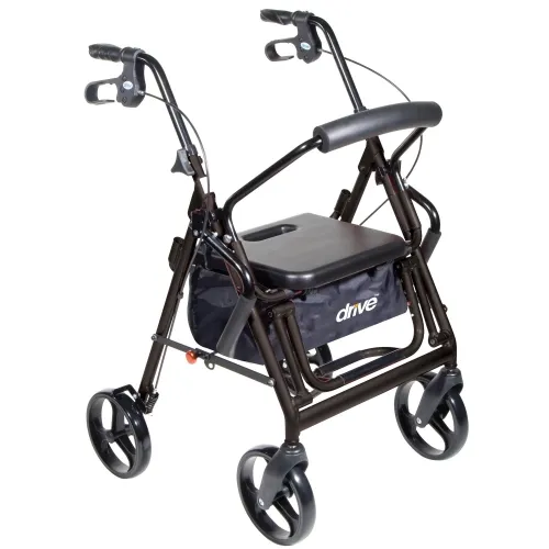 Drive Medical - 795bk - Duet Dual Function Transport Wheelchair Rollator Rolling Walker
