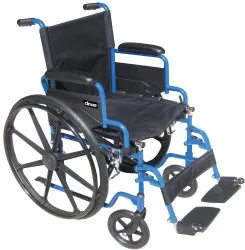 Drive DeVilbiss Healthcare - Blue Streak - From: BLS16FBD-SF To: BLS20FBD-SF - Drive Medical Streak Wheelchair with Flip Back Desk Arms, Swing Away Footrests, Seat